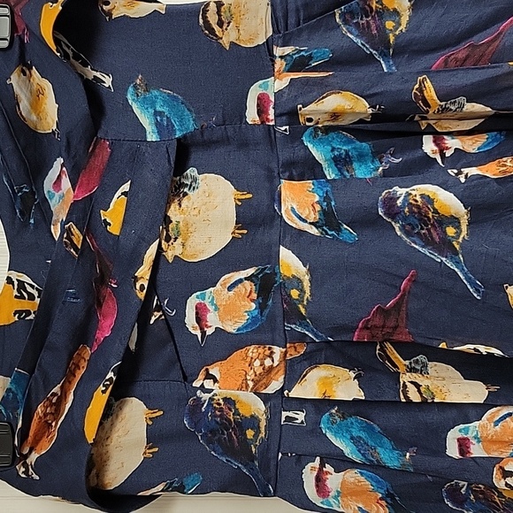 Maeve Strapless Cotton Navy All Over Bird Print Dress Sz 0. Womens - Picture 5 of 9